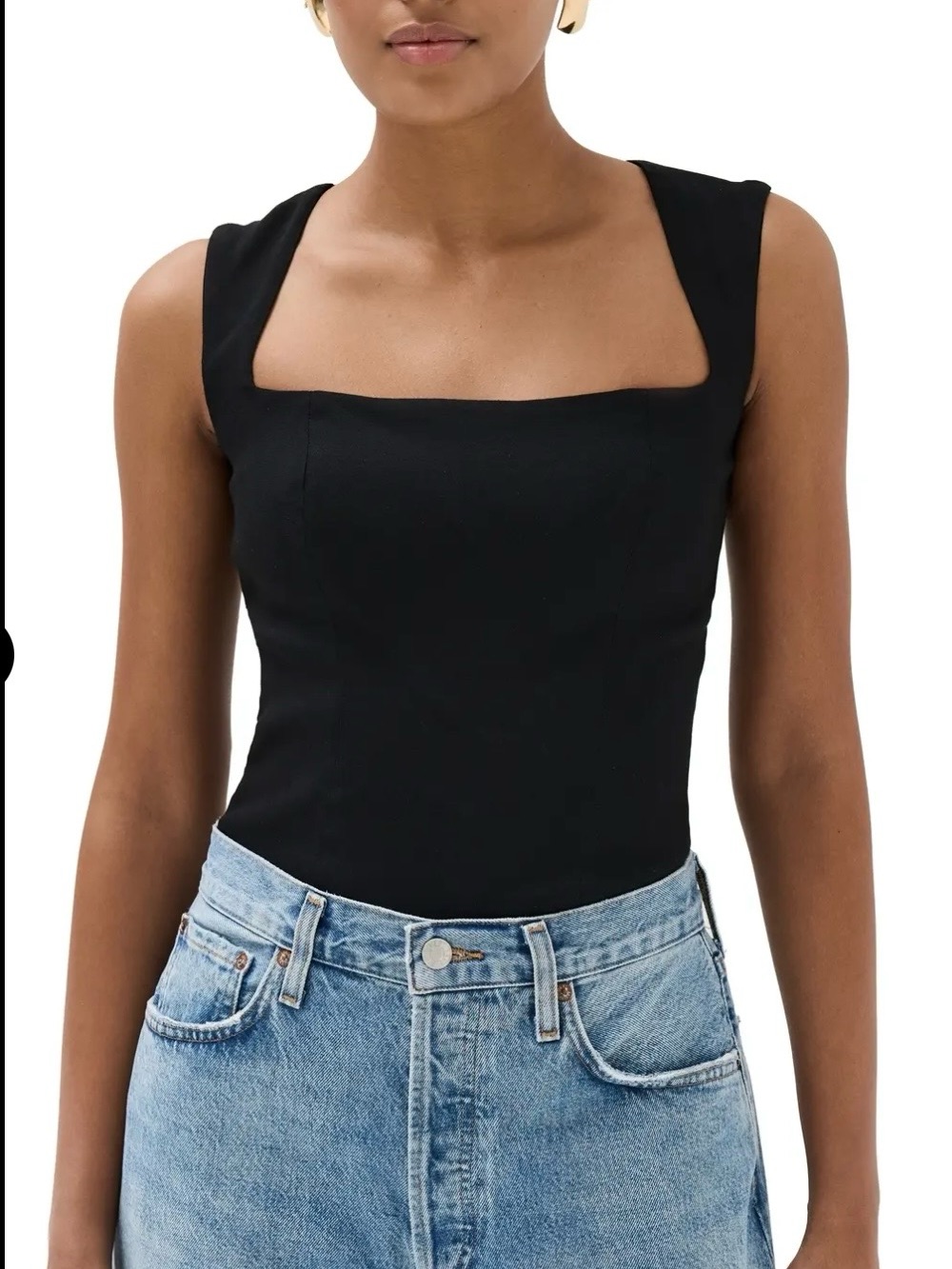 Reformation Diandra Black Square Neck Tank